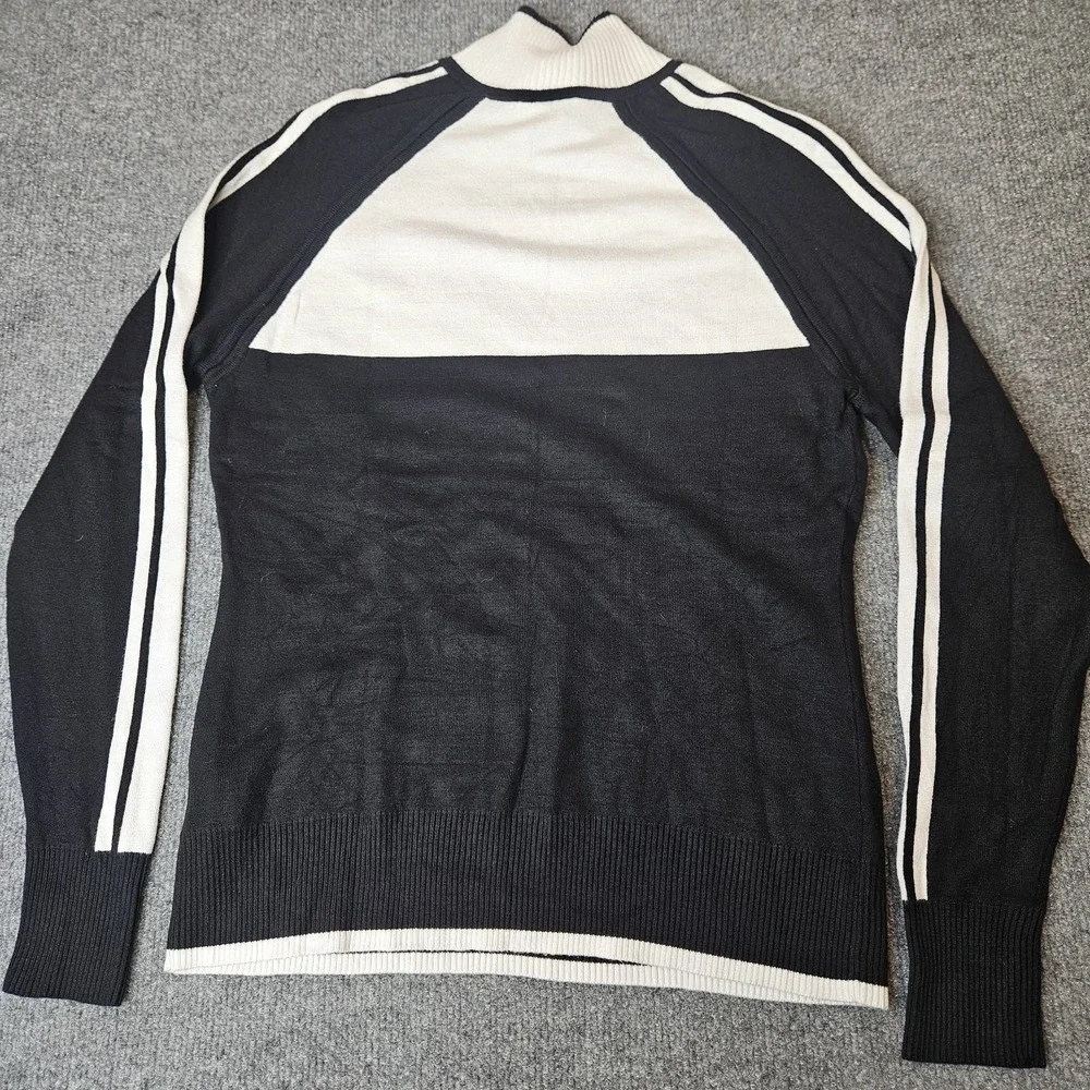 Nils Women's Ski Sweater SKI Graphic Zip Mock Neck Black White Colorblock